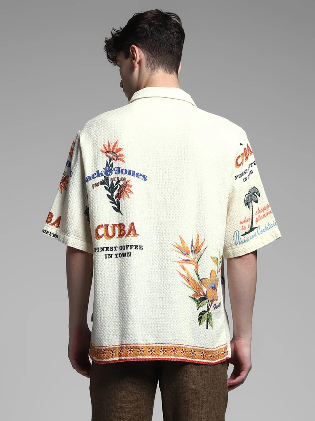 Flinky Premium Men's Tropical Vacation Printed Cuban Collar Half Sleeve Casual Shirt | Relaxed Fit | Soft Cotton Blend | Summer Resort Beach Wear