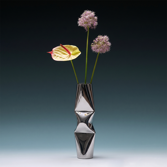Chrome Dented Vase - Large