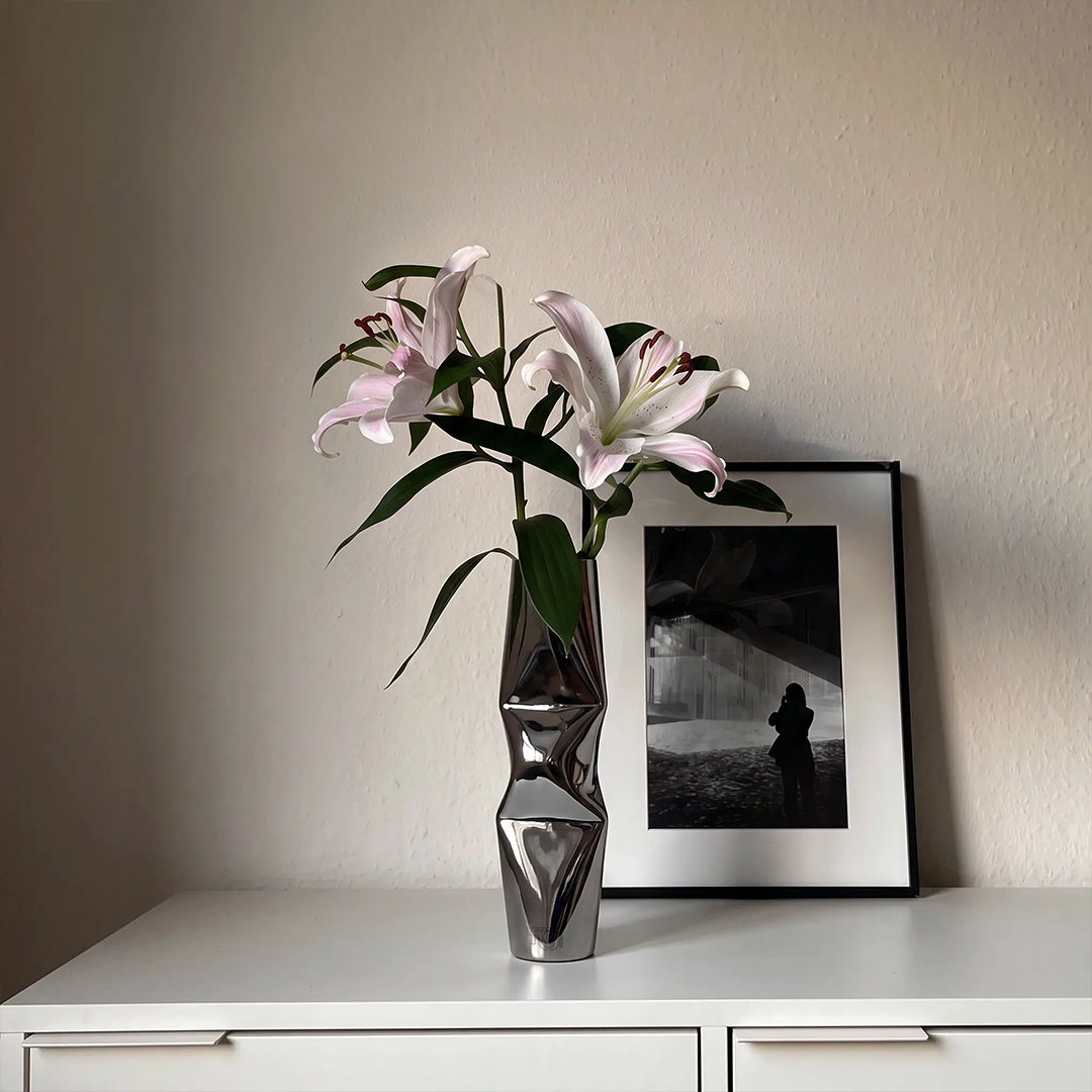 Chrome Dented Vase - Large
