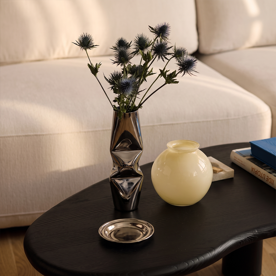 Chrome Dented Vase - Large